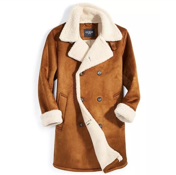 Guess Other - NWT Men"s Guess Double Breasted Faux Fur Shearling Coat